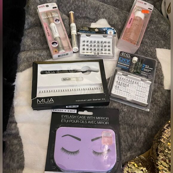 False eyelash lash extension lot + storage & flesh eyeshadow lot - Picture 1 of 11